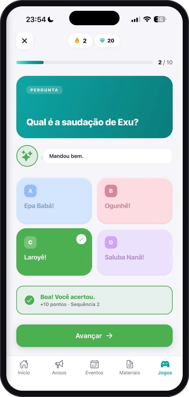 Group study quiz screen with a multiple-choice question